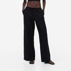 H&M Black Linen Blend Pants